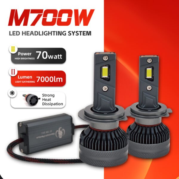 M700 H7 70W 7000LM White LED Headlight Bulbs 2Pcs
